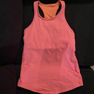 Corral and orange Lululemon High neck Tank Top
